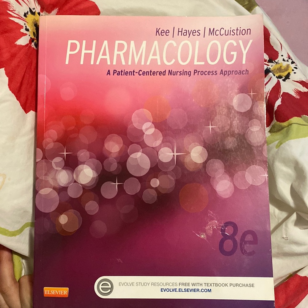 8th Edition Pharmacology Kee and Hayes Textbook. Some highlighting of pages
